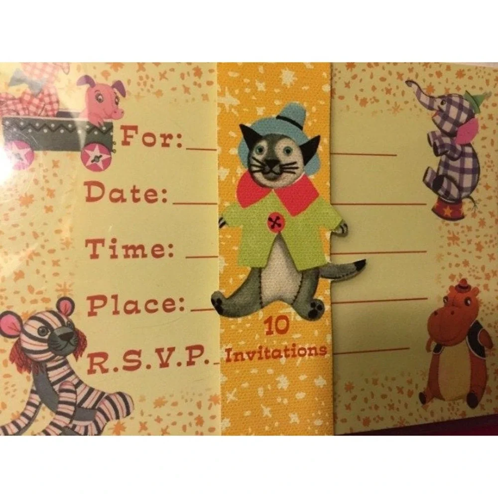 Birthday Party Invitations Children Kids vintage‎ Circus Animals Boys Girls Baby